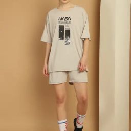 Vimal Jonney Grey Cotton Printed T-Shirt & Shorts Set-picture-34