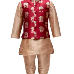 VASTRAMAY Kids Rose Gold Printed Kurta Set image 5
