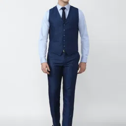 Peter England Elite Navy Slim Fit Three Piece Suits image 3