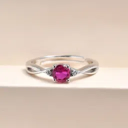 Ornate Jewels 92.5 Sterling Silver Red Ruby Criss Cross Solitaire Adjustable Ring-picture-14