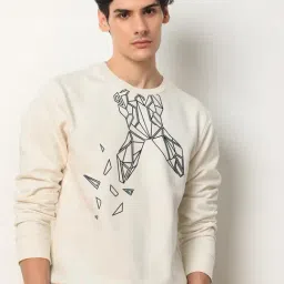 Rare Rabbit Off White Regular Fit Graphic Sweatshirt image 2