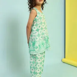 Biba Kids Green Printed Regular Fit Suit Set image 4