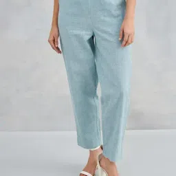 Fabindia Green Regular Fit Striped Trousers-image-23