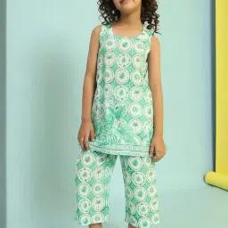 Biba Kids Green Printed Regular Fit Suit Set-picture-25