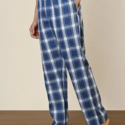 Sleepz by Raymond Dark Blue Cotton Checked Regular Fit Pyjama image 4