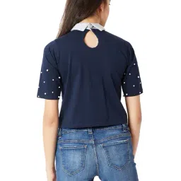 Miss Chase Navy Embellished Crop Top image 2