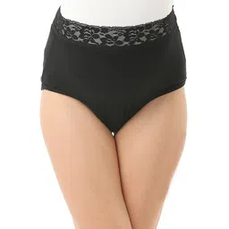 Bella Mama Women Cotton Elastane High Coverage Lace Panty - Black-image-32