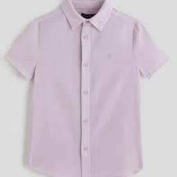 One Friday Cotton Woven Half Sleeves Solid Shirt - Lilac-picture-21