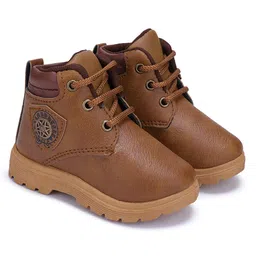 BERSACHE Solid Lace Up Boots - Tan image 1