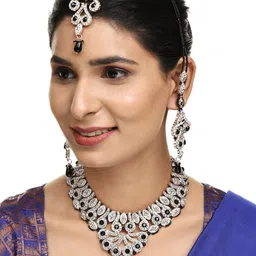 Anouk White Silver-Plated Artificial Stones Studded & Beaded Jewellery Set image 5