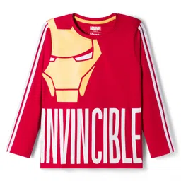 Honeyhap Marvel Single Jersey Knit Full Sleeves Night suit With Iron Man Graphics - Red image 2
