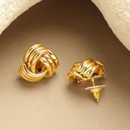 Rubans Voguish Stainless Steel 18k Gold-Plated Contemporary Studs image 4