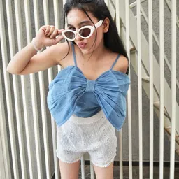 Sugercandy Women Solid Denim Cami Crop Top-picture-13