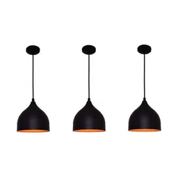 1ST TIME Black & Orange 3 Pieces Textured Bell Shaped Hanging Ceiling Lamps-picture-24