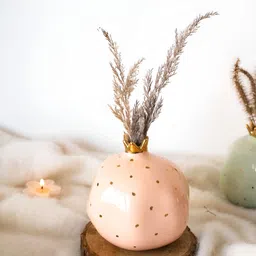 Glimpse Homes Pink & Gold Toned Pomegranate Figurine Showpiece image 1