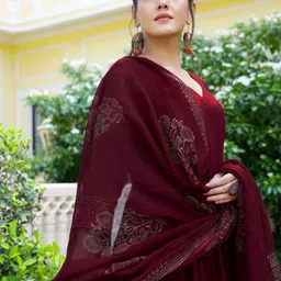 Anni Designer Women Floral Regular Kurta with Trousers & With Dupatta image 5