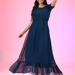 Krunal Raiyani Crepe Fit & Flare Dress-image-45