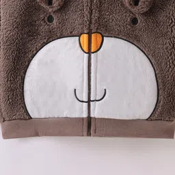 Mark & Mia Full Sleeves Fur Hooded Winter Jacket With Animal Print & Applique - Brown image 4