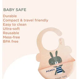 POLKA TOTS Waterproof Silicone Bibs with Adjustable Snap Buttons, Super Absorbent, Soft, Comfortable & Lightweight for Feeding Infants/Baby Toddlers (Pack Of 2, Bunny & Elephant, 4 Months to 3 Years) image 4
