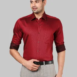 Raymond Maroon Regular Fit Cotton Shirt image 1