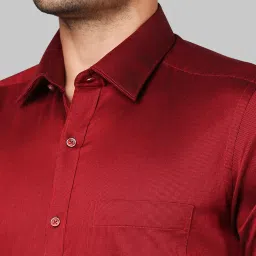Raymond Maroon Regular Fit Cotton Shirt image 4