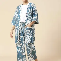 Chemistry Turquoise Viscose Print Night Suit image 1