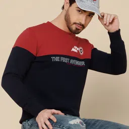 Free Authority Navy & Red Regular Fit Captain America Printed Sweatshirt image 1