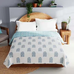 Bianca Mezzo White & Blue Cotton 140 TC 150 GSM Double Dohar image 1