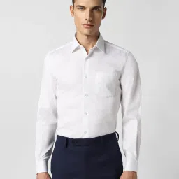 Van Heusen White Cotton Regular Fit Texture Shirt image 1
