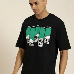 Difference of Opinion Black Cotton Loose Fit Printed T-Shirt image 1