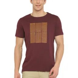 Turtle Maroon Cotton Slim Fit Printed T-Shirt image 1