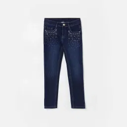 Fame Forever by Lifestyle Girls Blue Cotton Embellished Jeans image 1