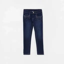 Fame Forever by Lifestyle Girls Blue Cotton Embellished Jeans image 1