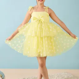 StyloBug Girls Yellow Printed Dress image 1