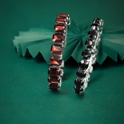 Zaveri Pearls Set of 2 Black & Wine Artificial Stones Embellished Bracelets Set-ZPFK16840 image 1