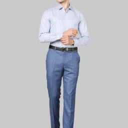 Raymond Blue Regular Fit Check Cotton Shirt image 5