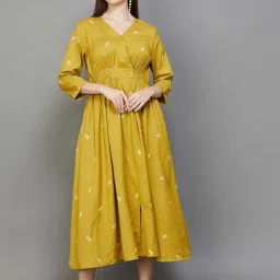 Colour Me by Melange Yellow Printed A-Line Dress image 1