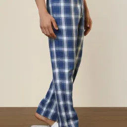 Sleepz by Raymond Dark Blue Cotton Checked Regular Fit Pyjama image 3