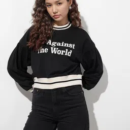 The Roadster Life Co. Typography Printed Crop Sweatshirt image 5