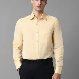 louis philippe Men Yellow Classic Fit Solid Full Sleeves Formal Shirt image 1