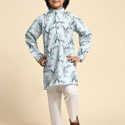 Pro-Ethic Style Developer Kids Blue Printed Full Sleeves Kurta with Pyjamas-picture-7