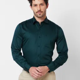 Kenneth Cole New York Dark Green Slim Fit Cotton Shirt image 1
