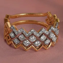 Mia by Tanishq Radiant Chevron Gold & Diamond Finger Ring for Women image 1