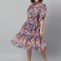 KASSUALLY Blue Floral Print Midi Dress image 1