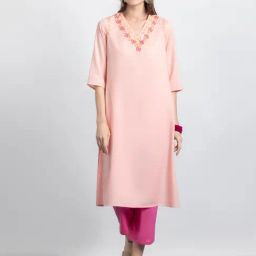 SHAYE Peach Embroidered Kurta-picture-11