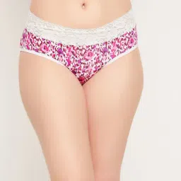 Clovia White & Pink Lace Hipster Panty-picture-30