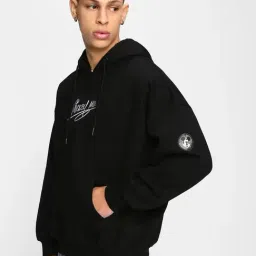 Bewakoof Men's Black Typography Relaxed Fit Hoodies-picture-10