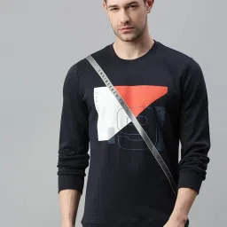 SHOWOFFFF Navy Cotton Slim Fit Printed Sweatshirt image 1
