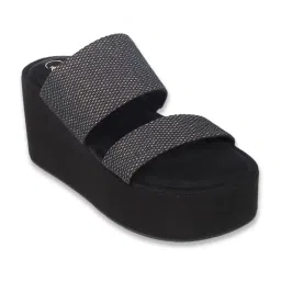 Catwalk Women's Black Casual Wedges image 1