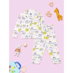 The Mom Store Kids White Cotton Printed Night Suits-picture-39